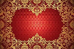 Decorative red and gold ornate background with intricate floral pattern Depth of Field photo