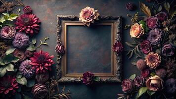 Dark floral backdrop for depth of field photography session photo