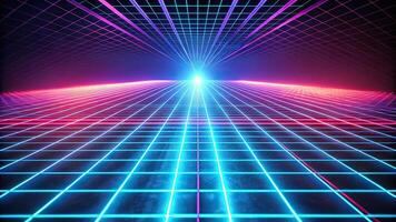 Depth of Field Glowing Neon Grid Perspective Futuristic Abstract Background photo