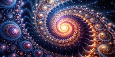 Depth of field expanding fractal spiral resembling a galaxy cosmic fractals photo