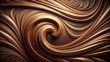 Elegant cocoa cream swirls on textured chocolate backdrop capturing essence of dark coffee photo