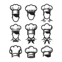 Chef, cook hats set. symbol. Outline sketch vector