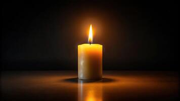Dark memorial background with a single burning candle photo