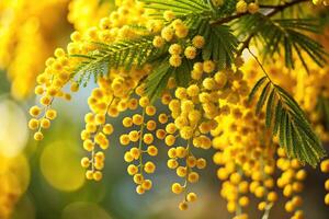 Depth of field photography of a golden mimosa tree, bringing life and vibrancy to your space photo