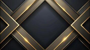 Elegant and sophisticated gold and black geometric background with sleek leading lines photo