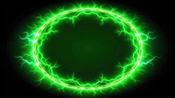 Electric green lightning round frame with symmetrical design photo