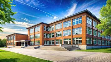 Education and learning visuals of school buildings and classrooms photo