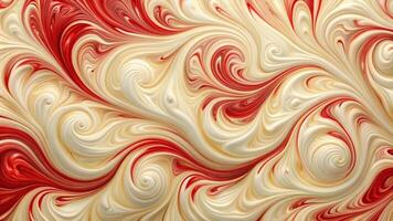 Cream textured white and red abstract background with swirls and waves photo