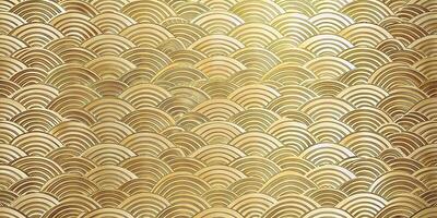 Elegant and modern patterned Japanese washi paper background with golden abstract wave patterns photo