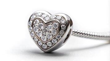 Low angle view heart charm bead diamonds chain bracelet accessory photo