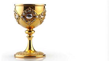Luxury gold goblet adorned with sparkling gem photo