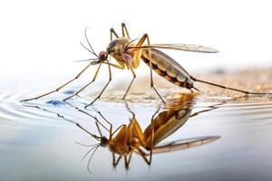 Macro shot of mosquito on water surface photo