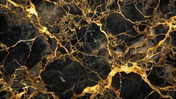 Luxurious black and gold marble background up close photo