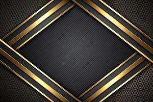 Luxury black overlapping layers background with gold accents photo