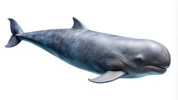 Photo of a Dwarf sperm whale Kogia sima isolated on white background. Minimalist style