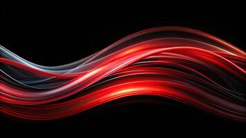 Panoramic abstract background with waves in black and red photo