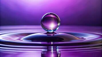 Panoramic water drops in ball form on purple background photo