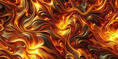 Panoramic abstract texture resembling molten metal with dynamic patterns and warm colors photo