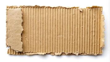 Piece of torn corrugated cardboard on white background photo