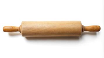 Rolling pin isolated on white background, medium shot photo