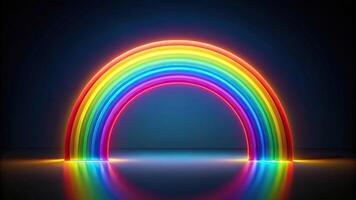 Retro gradient light spectre rainbow on dark background with low angle view photo