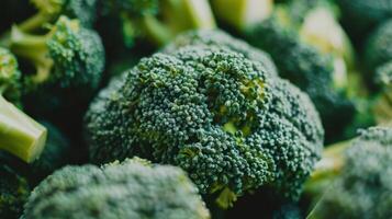 Close-up of Fresh Green Broccoli Florets photo
