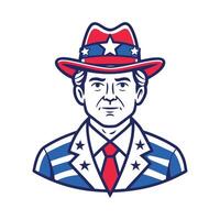 A man in a suit and tie with an american flag hat vector