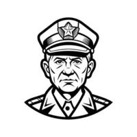 A black and white image of a man in a military uniform vector