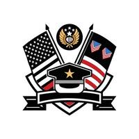 The usa flag and the american flag are both on a shield vector