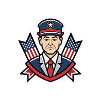 A man in a uniform with an american flag vector