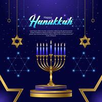 Happy Hanukkah background with candles vector