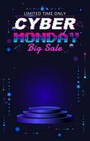 vertical poster of Cyber Monday banner with podium design and gradient concept vector
