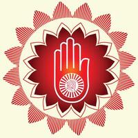 Jainism or Jain Dharma religion hand symbol icon for religious apps and websites vector