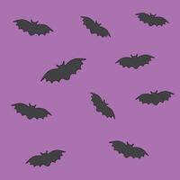 Bat halloween seamless pattern with purple background. Bat silhouette vector