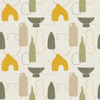 Vases of different shapes seamless pattern vector