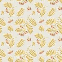 Autumn pattern, rowan berries and leaves vector