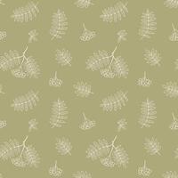 Fall rowan berries and leaves seamless pattern. Graphic background with autumn branch. Hand drawn doodle illustration and line art wallpaper design. vector