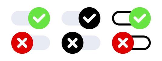 Toggle switch buttons with check mark vector