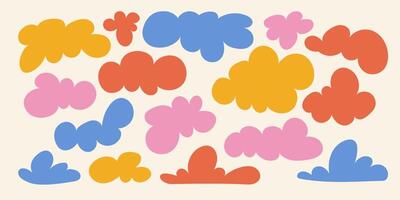 organic shapes. Cute hand drawn shapes cloud, flower, bubbles. Hand drawn text boxes. Organic flat drops. Random wavy spots and curved elements. Set empty geometric elements vector