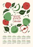 2025 calendar with abstract apples. Modern illustration. design template vector