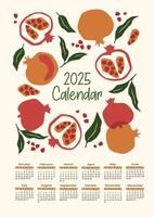 2025 calendar with abstract pomegranate. Modern illustration. design template vector