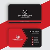 Clean Business Card Layout with Red and black Patterned Accents vector