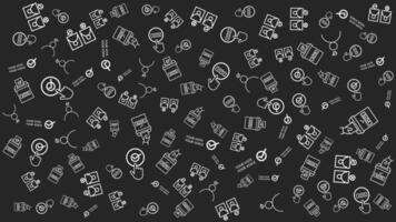 election doodle make Pattern background contain vote icon , box and text Your Vote is Your Voice , a doodle vote for election isolated in black vector