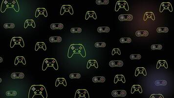 abstract pattern with gamepad, joystick geometric pattern Outline neon design illustration with RGB color , suitable for gamer and tech background vector