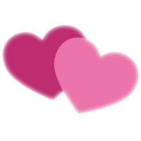 Two pink hearts with a blurred effect, on a transparent background png
