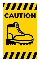 Caution Sign with Safety Boot Icon on Yellow Background vector