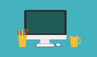 A computer on the desk vector