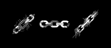 Broken Chain Link with Circuitry vector