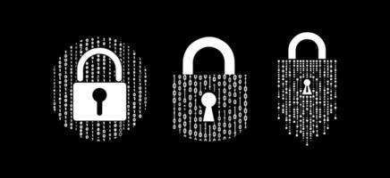 Lock with Binary Code icon vector