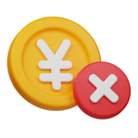reject yen coin 3d icon png